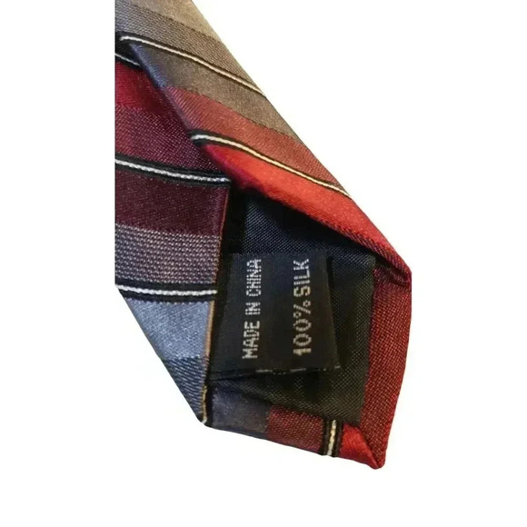 Van Heusen 100% Silk Neck Tie Reds/Grays Striped Woven Necktie - Picture 6 of 10